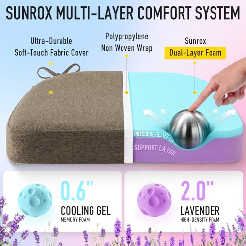 SUNROX Heather Chestnut Gel Memory Foam Seat Cushions Set of 4 16x17 Inch