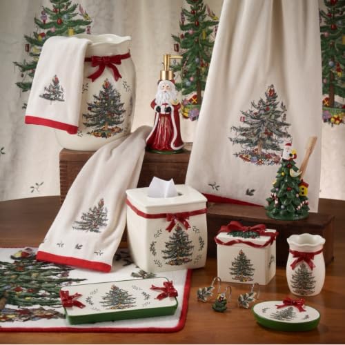 Spode Christmas Wastebasket - Holiday Decor Bathroom Trash Can