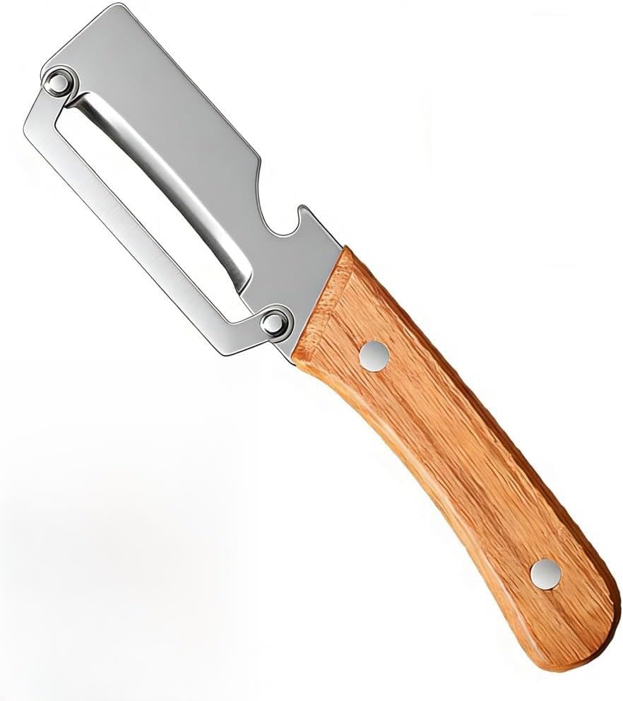 Skiennix Multi-Functional Vegetable Peeler - Stainless Steel Blade & Wooden Handle | Perfect for Fruits & Veggies