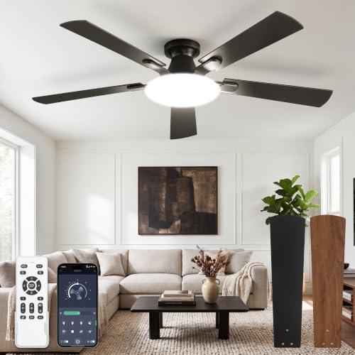 Black 52 Inch LEDIARY Ceiling Fan with Lights Remote & App Control