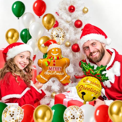 Christmas Balloons Set with Santa Reindeer & Confetti - Holiday Party Decorations