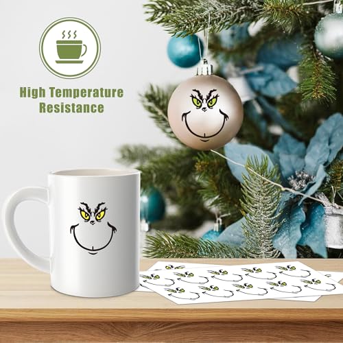 40 PCS Christmas Eye Sticker Decals - Yellow & Green Face Stickers for Ornaments