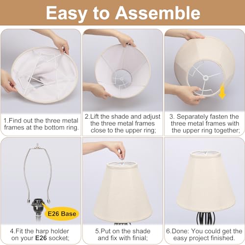 Seaside Village Beige Bell Lamp Shades Set of 2, 6" Top x 13" Bottom x 10" High