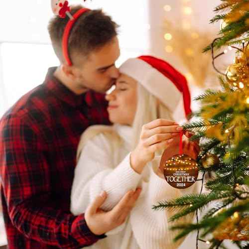 SICOHOME Our First Christmas Together 2025-3" Personalized Christmas Picture Frame Ornament,Rustic 1st Married Christmas Ornament,First Married for Boyfriend Girlfrien New Couples