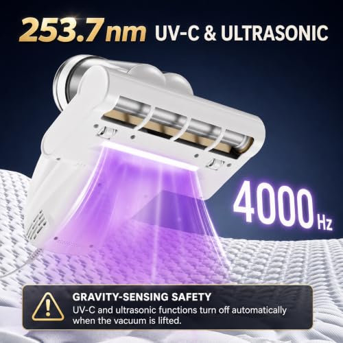 Bed Mattress Vacuum Cleaner with UV-C Light 16Kpa Handheld Corded - Aurora White