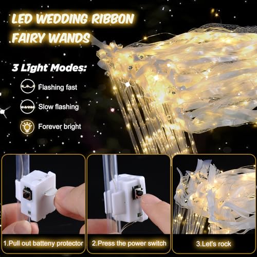 68PCS LED Wedding Wands with Flashing Modes & Bells - Fairy Streamers, Party & Celebration