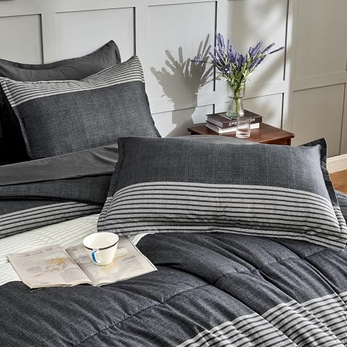 Andency Full Size Comforter Set Black White Grey 7 Pieces - Variation 02