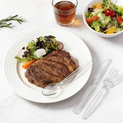 Heavy Duty Plastic Silverware Set - 300 Forks, 300 Spoons, 200 Knives - 800 Pieces, Reusable, BPA-Free, for Events & Daily Use Variation of THIS listing
