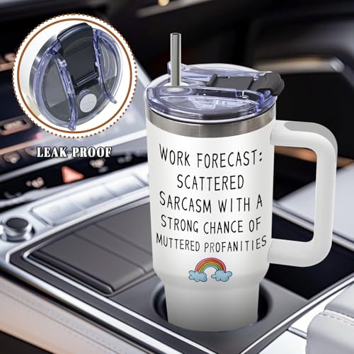 DUUV Work Forecast Sarcastic 40oz Insulated Tumbler - Funny Gift for Men