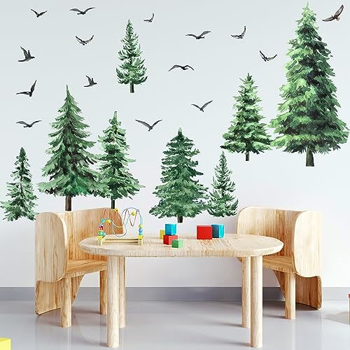 Qilery 3 Pack Christmas Tree Wall Decals - Peel & Stick Large Pine Trees
