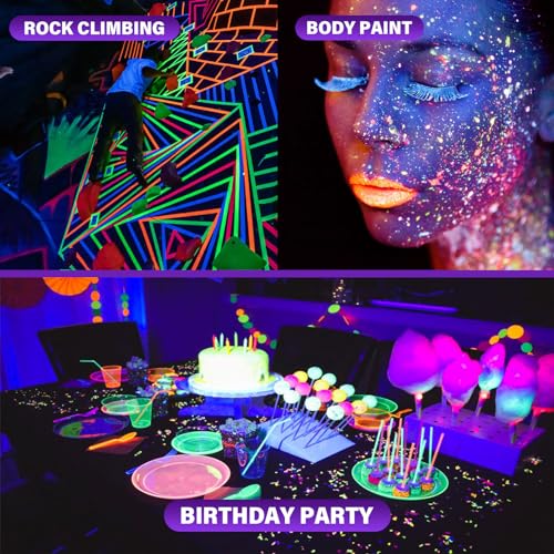 GPRK 4 x 20W Rechargeable 395nm LED Black Light for Neon Glow Parties