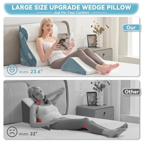 Navy 4-Piece Orthopedic Bed Wedge Pillow Set for Post-Surgery Support