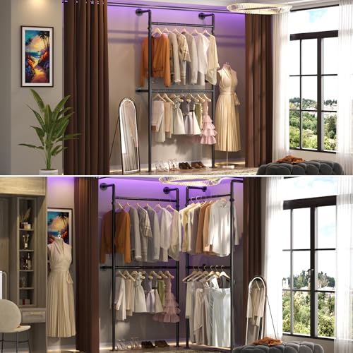 Industrial Pipe Clothing Rack - Reversible 3.5FT Black Garment Stand
