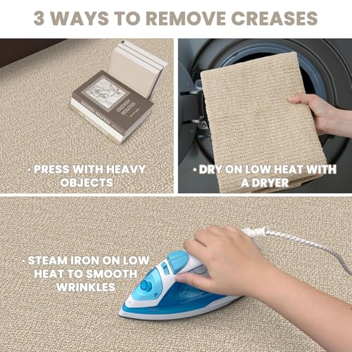 EARTHALL Washable 4x6 ft Sand Beige Non Slip Entryway Rug - Durable Cotton Blend