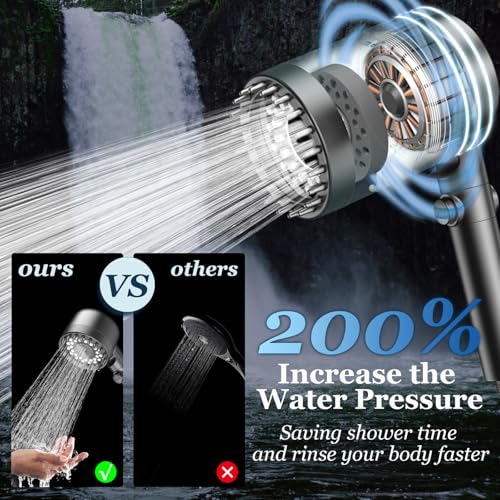 FEELSO Black Handheld Filtered Shower Head with High Pressure & Water Saving
