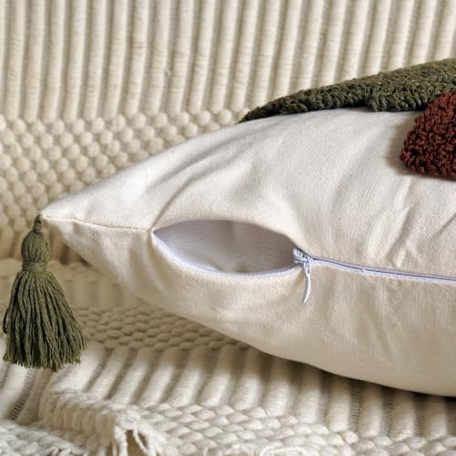Christmas Pillow Covers 18x18 Farmhouse Tree Tassels Hand Woven Couch