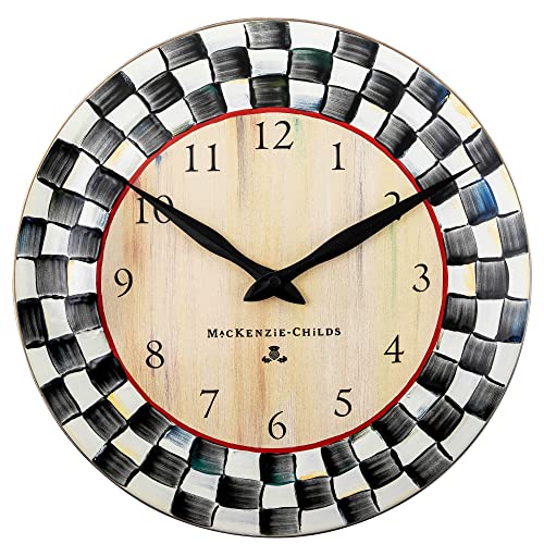 Wall Clock - Black and White Courtly Check Pattern - MacKenzie-Childs - Unique Home Decor