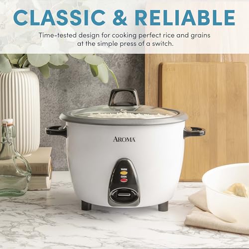 Aroma 10-Cup Uncooked Rice Cooker & Steamer - White, Model ARC-360-NGP