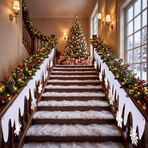 Winter Snow Awning Banner Kit - 4 Pcs 26ft Holiday Winter Decor with Snowflakes