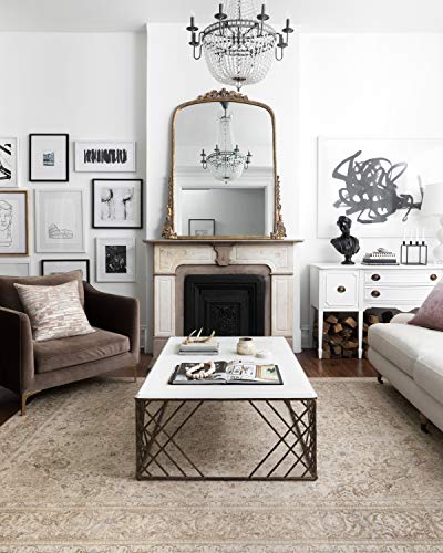Loloi Loren Sand Taupe Area Rug - 5' x 7'6" Rectangular Vintage Style