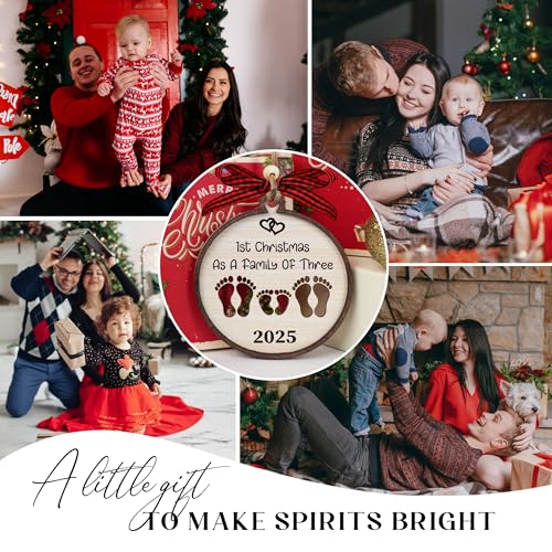 First Christmas as a Family of Three – 2026 Ornament (Family of Three 2026) – Mikayenus