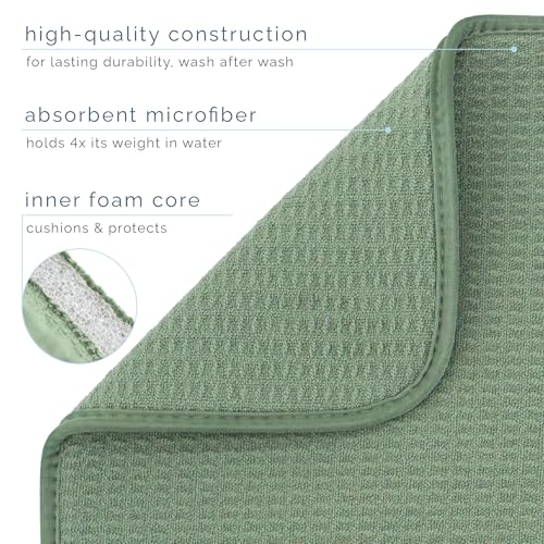 S&T INC. Dish Drying Mat XL, 18” x 24”, Absorbent Microfiber Kitchen Counter Mat, Dish Drying Pad for Dishes, Utensils, Pots and Pans, Extra Large, Sky Blue