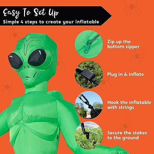 9FT Tall Halloween Inflatable Alien Outdoor Decoration with Built-in LEDs