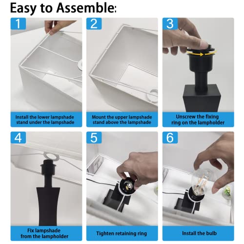 OYedis Black 3-Way Dimmable Touch Bedside Table Lamp with USB & AC Outlet