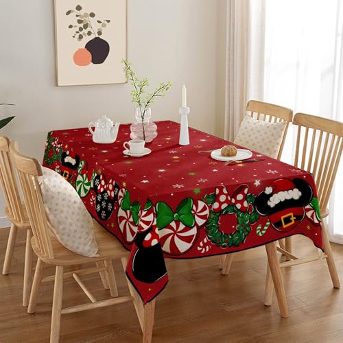 60 x 80 inch Christmas Tablecloth Rectangular Linen 2 Pack - Waterproof Holiday Table Decor