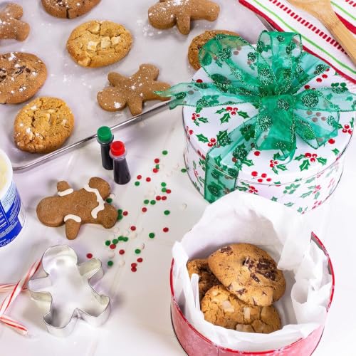 Steel Mill & Co. Snowflake & Holly Cookie Tin Set of 3 – Round Bakeware Gift Tins