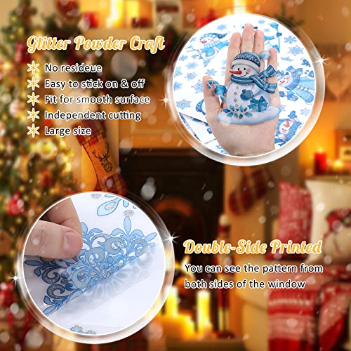 Christmas Window Clings Snowman & Snowflake Decals 4 Sheets Indoor Decor