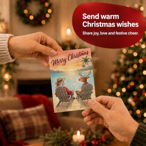 Old English Company 20 Christmas Cards with Santa & Rudolph - Festive Holiday Bulk Set with Envelopes