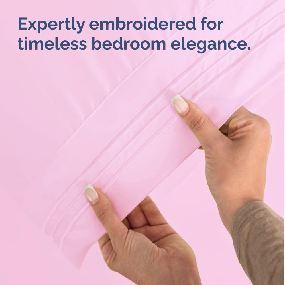 King Standard Pillow Cases - Ultra-Soft Hotel Quality Covers | Fade-Free & Wrinkle Resistant - Light Pink - Set of 2