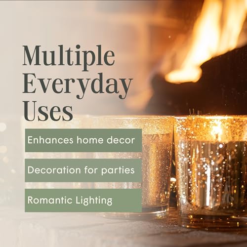 Mister Candle Gold Set of 12 Pine Scented Holiday Votive Candles with Essential Oils, 15 Hr Burn Time