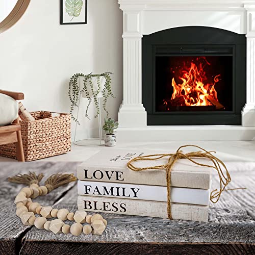 Tinctor Beige Linen Decor Books Set - Home Accent with Blessing Quotes