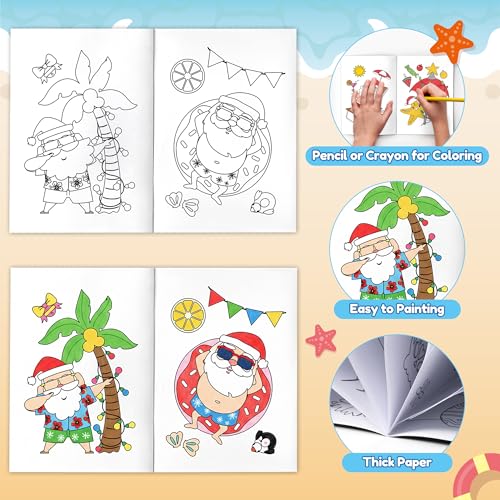 JAPBOR July Christmas Coloring Books - 24PCS Mini Summer Xmas Color