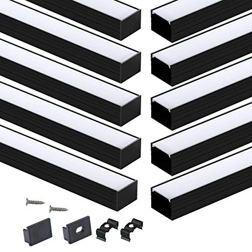 LED Channel White Cover 2M 6.6ft Black Aluminum Diffuser for Waterproof Strips - Variation of THIS listing
