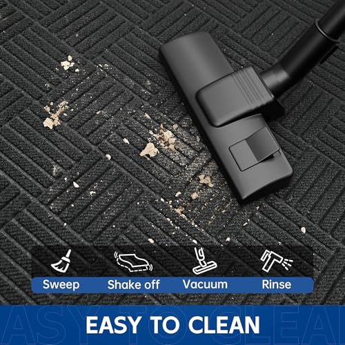 Naturei Heavy Duty Indoor Outdoor Door Mat 4' x 6' Black Diamond Non-Slip Rug