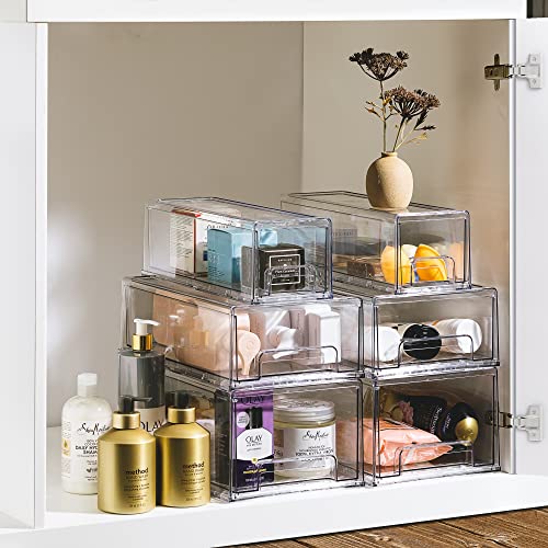 Sorbus Clear Stackable Refrigerator Drawer Organizers - Medium, 2 Pack