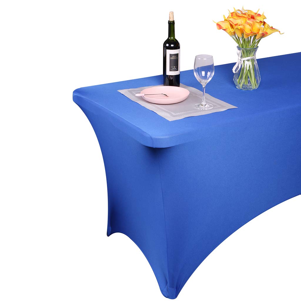 Fvstar 2pcs 6FT Tablecloth,Orange Spandex Tablecover,6ft Fitted Stretch Rectangular Table Cloth,6 Foot Washable Patio Table Protector for Party,Wedding,Banquet,Festival,Christmas