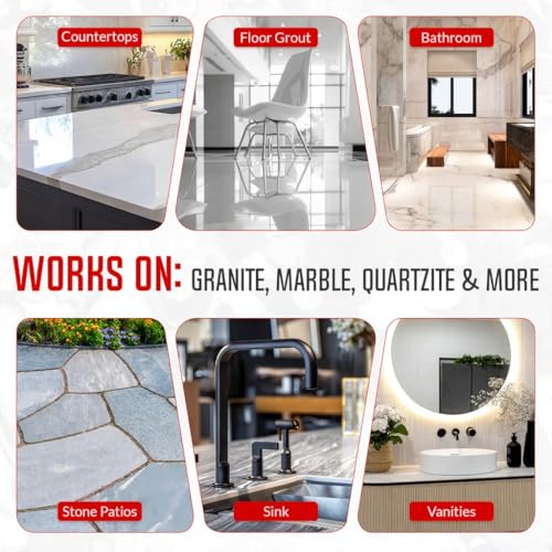 Stone Care Kit for Granite & Quartz - Clean, Seal & Polish 3-Piece Set