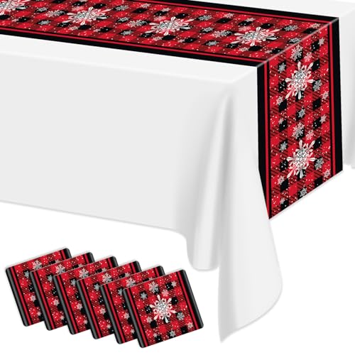 Hegbolke 6 Pack Christmas Table Runners 14 x 108 Inch Red & Black Buffalo Plaid Holiday Decor