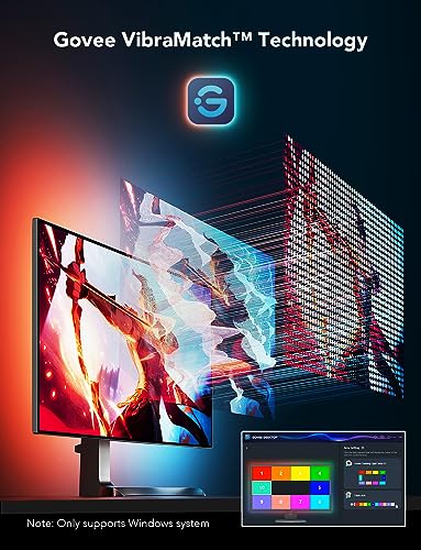 Govee RGBIC Gaming Monitor Backlight Strip 5.9ft for 27-34 Inch PCs - Vibramatch Tech
