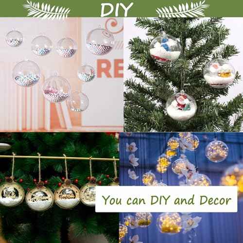 80mm/3.14inch 24PCS Large Clear Ball Ornaments, 12Set Fillable Christmas Balls Shatterproof Ornament Baubles for DIY Crafts Christmas Wedding Party Decor (24)