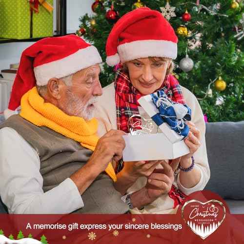 Engagement Gifts for Couples Christmas Crystals Ornaments 2024 Newly Engaged Keepsake Heart Glass with Gift Box for Women, Our First Christmas Engaged