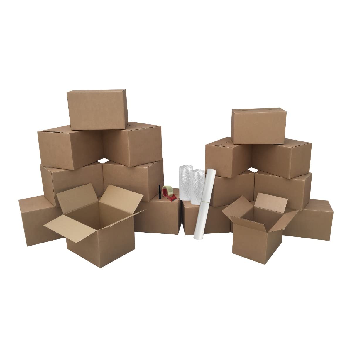 UBMOVE Basic Moving Boxes Kit #1, 1 to 2 Bedroom Kit, 18 Boxes and Supplies, Small Spaces Moving Kit, Packaging & Storage Boxes, Bubble Roll, Tape, Packing Paper, Apartment Moving Supplies