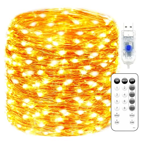 Fairy Lights Plug in 72FT 220 LED USB Twinkle Lights for Bedroom Copper Wire Lights with Remote and Timer 8 Modes, Waterproof String Lights for Dorm DIY Party Christmas Decoration£¨Warm White£©