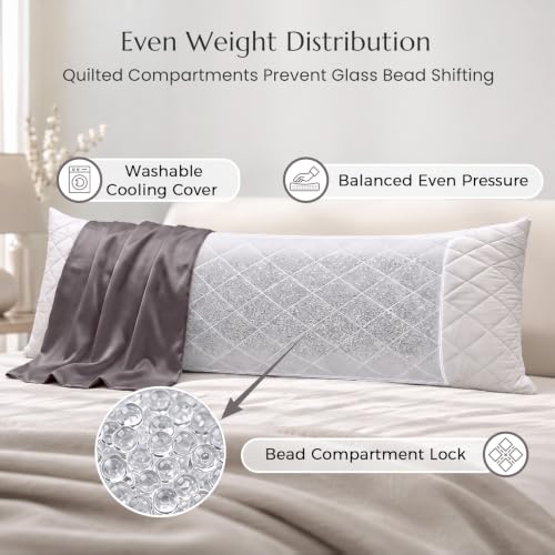 Weighted Body Pillow for Side Sleepers 54x18 Inches - Bamboo Grey - 10.5 lbs