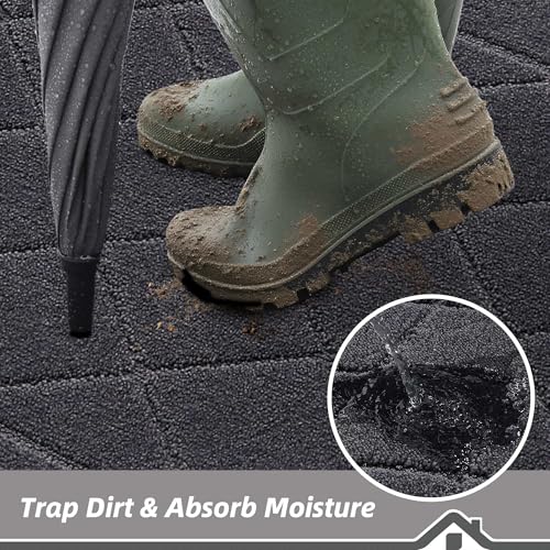 BEQHAUSE Dirt Trapper Door Mat 32x48 Inch Non-Slip Indoor/Outdoor Grey