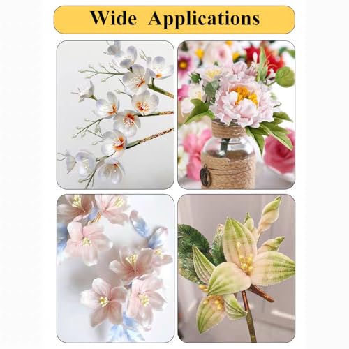 Light Yellow 3mm Pearl Double Heads Flower Stamens 300Pcs for DIY Flowers - 3X55mm